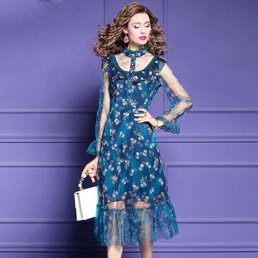 FMY-29885法式复古小众修身中长款超仙裙WH 商品图0