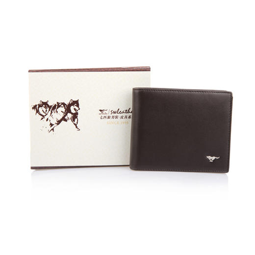 七匹狼钱包男士短款钱包礼盒 商务休闲横款钱夹时尚百搭新款头层牛皮 咖啡色3A0813163-02 商品图3