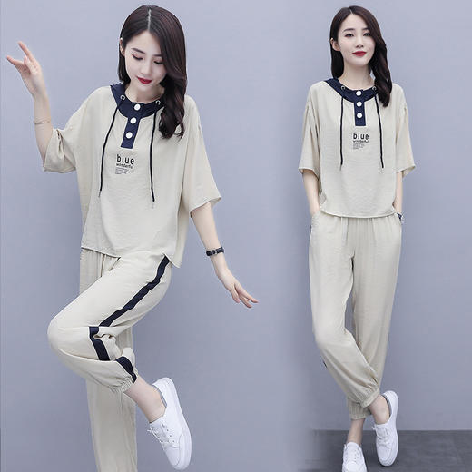 时尚新款，连帽七分裤两件套装女HR-ZMFS20617 商品图0