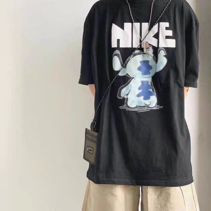 nike耐克新品纯棉69史迪仔卡通印花字母情侣短袖nk1121