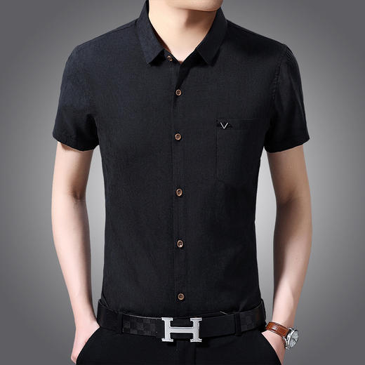 HY-2083新品薄款纯色男士T恤高档纯棉短袖衬衫 商品图0