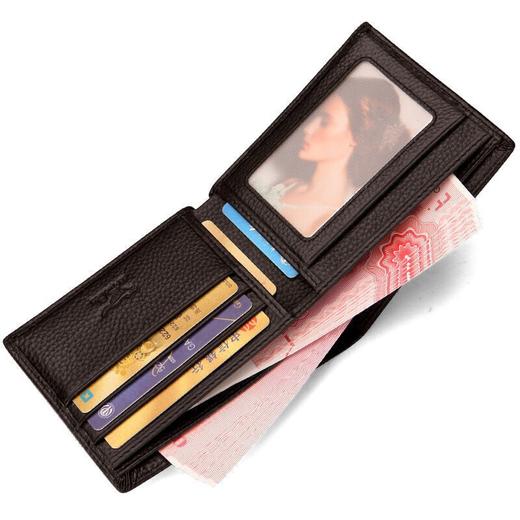 七匹狼钱包男士商务休闲短款钱夹票夹多功能钱包大容量 咖色3A1310397-02 商品图0