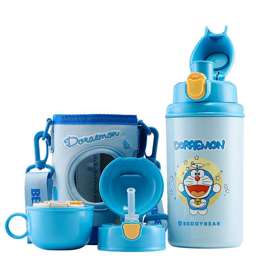 杯具熊哆啦A梦吸管学饮杯儿童保温水杯带把手便携男女宝宝防呛水 商品图0