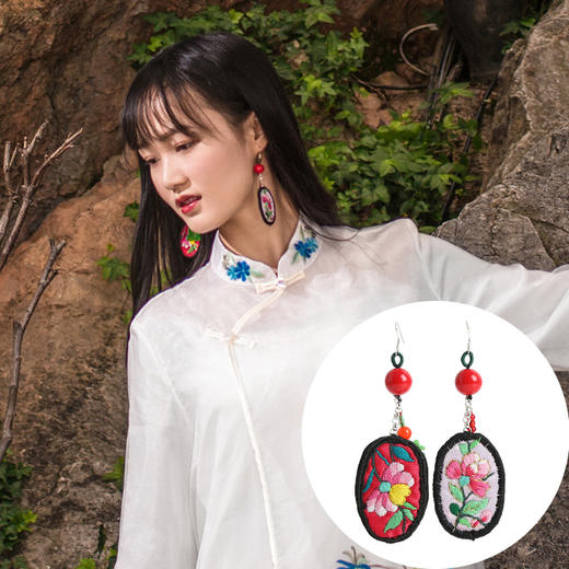 云南喜事老绣耳环 | 手工之作 匠心设计 | 现货加急发  商品图1