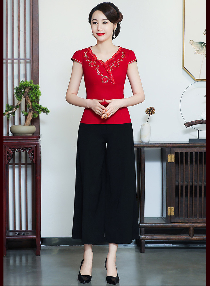 lyr-2049新款刺绣棉麻唐装套装