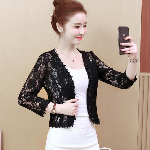 MZ-MZ2242夏季蕾丝小披肩  短外套百搭镂空小坎肩薄款开衫防晒衣 商品图2