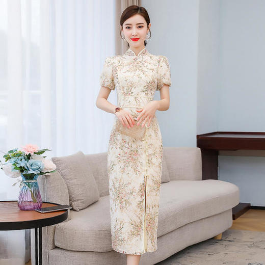 DJ-NRJ2FA40-FS9521新品优雅大气复古改良刺绣旗袍裙 商品图0