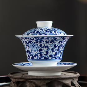 永利汇三才盖碗单个小号景德镇青花陶瓷泡茶杯茶碗手工功夫茶具二十四器