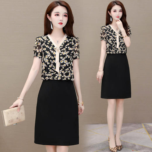 MQ-1757-626夏新款碎花高端赫本风典雅雪纺连衣裙YY 商品图1