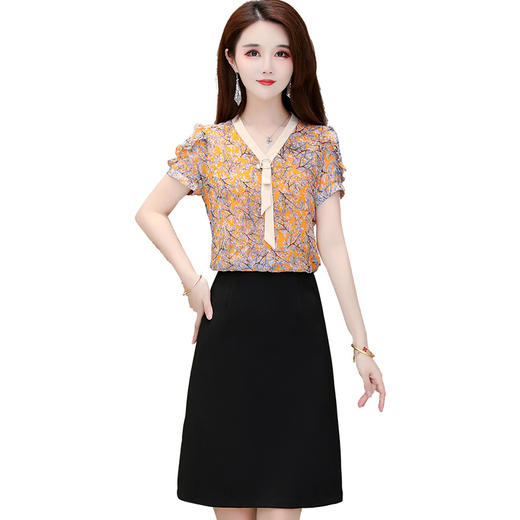 MQ-1757-626夏新款碎花高端赫本风典雅雪纺连衣裙YY 商品图4