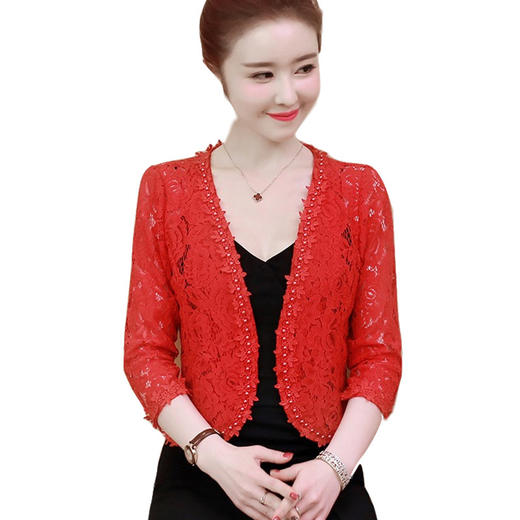 MZ-MZ2242夏季蕾丝小披肩  短外套百搭镂空小坎肩薄款开衫防晒衣 商品图4