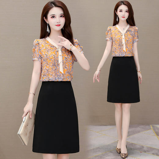 MQ-1757-626夏新款碎花高端赫本风典雅雪纺连衣裙YY 商品图0