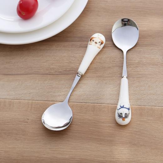 【饭勺】。不锈钢长柄勺子 白色便携式布丁甜品水果勺 家用卡通儿童汤勺饭勺 商品图2
