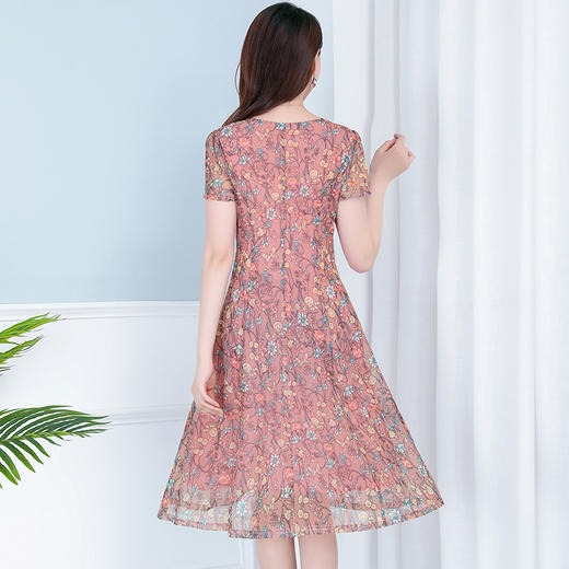 MQ-XM216夏季新款收腰气质过膝网纱碎花连衣裙YY 商品图3