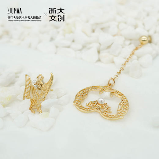 浙江大学 × 云冈石窟授权联名款云中永恒-从云冈飞来的龙和凤-AB款耳饰饰品 商品图0