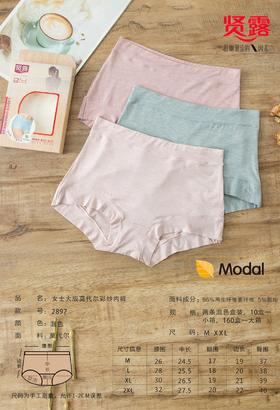 女士彩纱莫代尔大版蕾丝花边撞色印花三角内裤2897/2925/2917/2909
