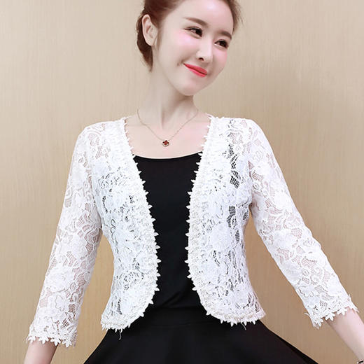 MZ-MZ2242夏季蕾丝小披肩  短外套百搭镂空小坎肩薄款开衫防晒衣 商品图1