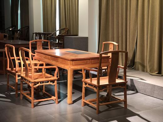 红桥红  家具严选  缅甸花梨（大果紫檀）  【158石盘茶趣 双抽屉马蹄腿茶桌】 商品图1