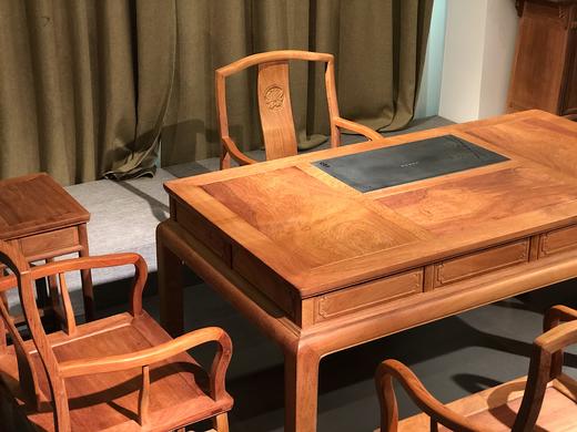 红桥红  家具严选  缅甸花梨（大果紫檀）  【158石盘茶趣 双抽屉马蹄腿茶桌】 商品图4