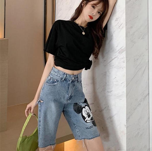 ★娅媚姿高腰显瘦牛仔短裤 商品图0