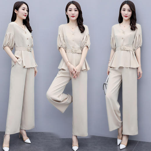 WZNH-HYGG8212新款气质小香风显瘦洋气时尚阔腿裤两件套 商品图3