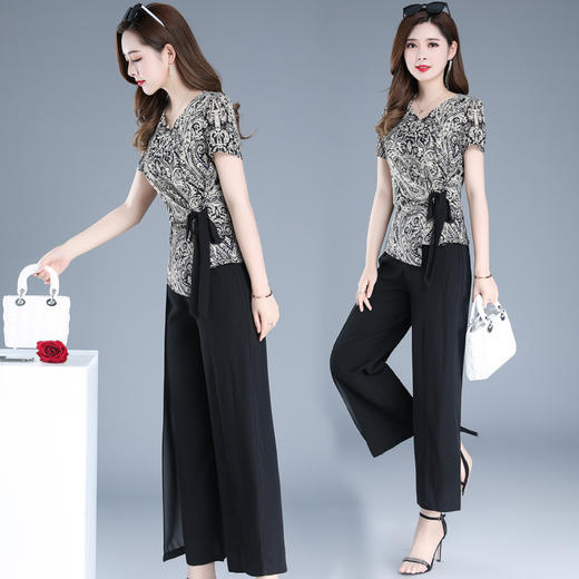 MQ-1227-2018夏新款洋气休闲港风复古小香风两件套YY 商品图1