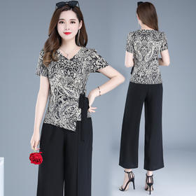 MQ-1227-2018夏新款洋气休闲港风复古小香风两件套YY