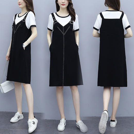MQ-QYF-F40夏季新款韩版宽松气质假两件连衣裙YY 商品图0