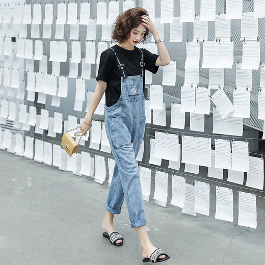 WZNH-HDONHD2010夏新款宽松显瘦百搭绣花牛仔连体套装 商品图3