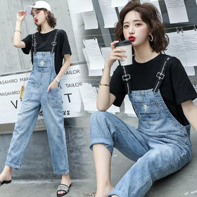 WZNH-HDONHD2010夏新款宽松显瘦百搭绣花牛仔连体套装