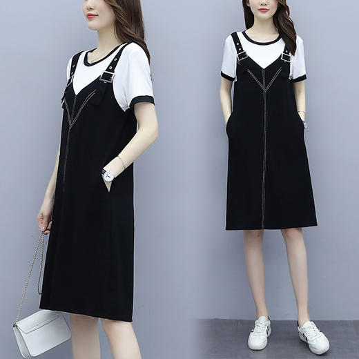 MQ-QYF-F40夏季新款韩版宽松气质假两件连衣裙YY 商品图2