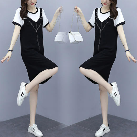 MQ-QYF-F40夏季新款韩版宽松气质假两件连衣裙YY 商品图3