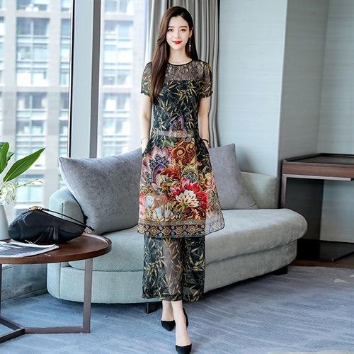 WZNH-MSY1929夏新款中长款宽松单件圆领连衣裙套装 商品图1