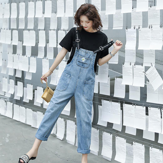 WZNH-HDONHD2010夏新款宽松显瘦百搭绣花牛仔连体套装 商品图2