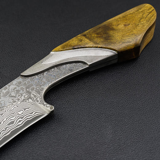 【巨蟒】大马士革钢户外刀具防身军刀野外求生战术直刀手工开刃