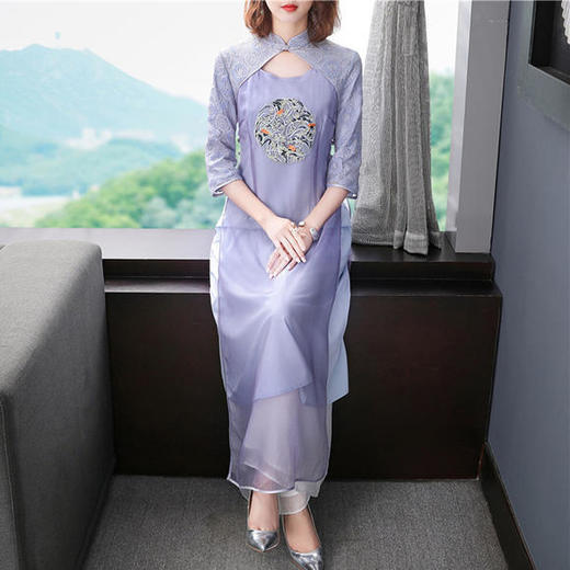 FLZD2056新款中国风复古旗袍连衣裙 商品图1