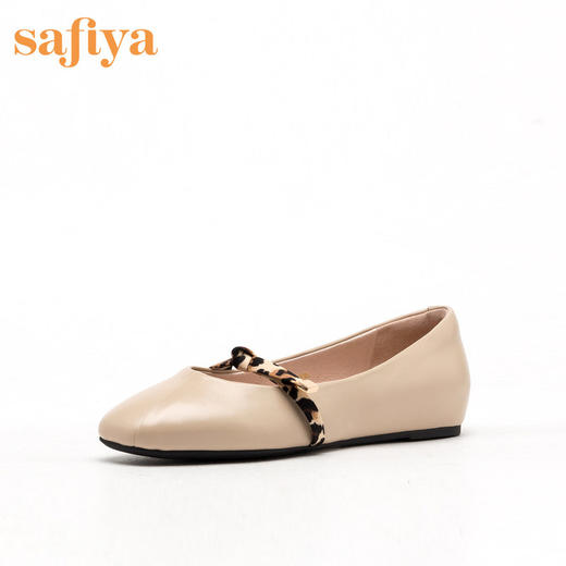 商场同款 |safiya索菲娅豹纹条浅口鞋平底鞋玛丽珍2019春秋单鞋SF93111005 商品图0