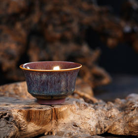 龙德堂陶艺 范泽锋烧 金丝玉毫天目盏-马蹄杯 (库存请咨询客服)