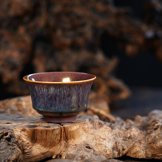 龙德堂陶艺 范泽锋烧 金丝玉毫天目盏-马蹄杯 (库存请咨询客服) 商品图0