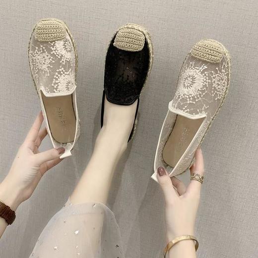 LN-F112新款蕾丝网面圆头平底休闲单鞋 商品图1
