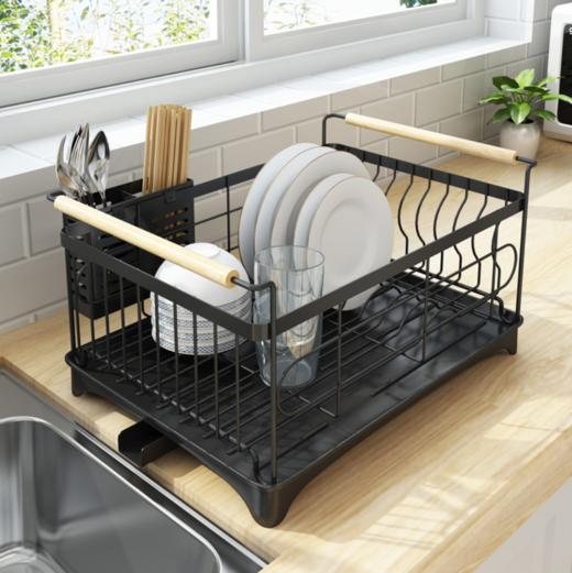 【厨房置物架】*不锈钢烤漆水槽沥水架厨房置物架盘子碗筷子收纳碗碟架 商品图0