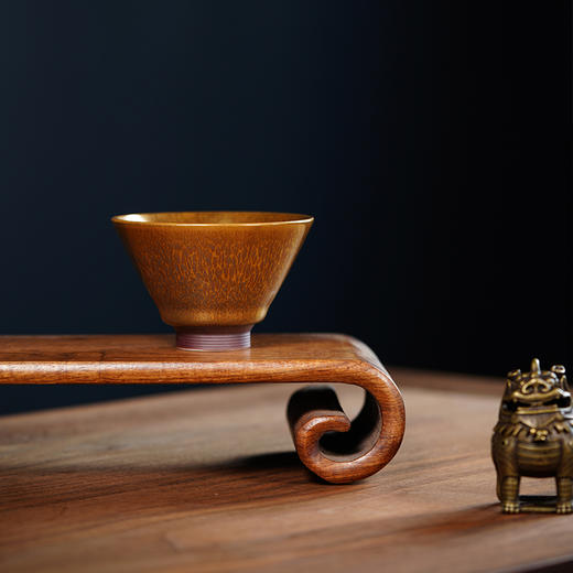 龙德堂陶艺 范泽锋烧 金丝玉毫天目盏-斗笠（金色款） (库存请咨询客服) 商品图1