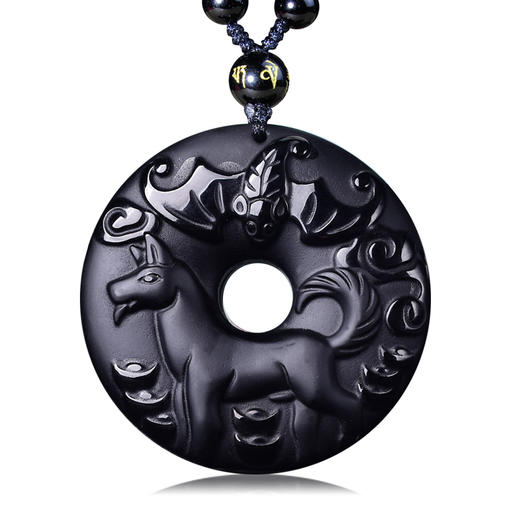 天然黑曜石十二生肖吊坠男女款 商品图2