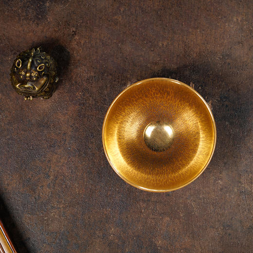 龙德堂陶艺 范泽锋烧 金丝玉毫天目盏-斗笠（金色款） (库存请咨询客服) 商品图2