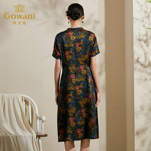 乔万尼装柜夏季新款桑蚕丝连衣裙复古花真丝长裙ES2E121 商品图3