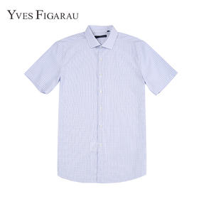 YvesFigarau伊夫·费嘉罗夏季100%棉商务休闲简约舒适透气短袖衬衫890407