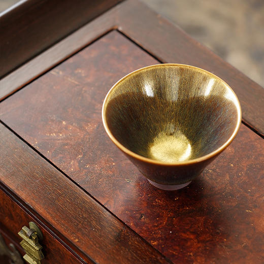 龙德堂陶艺 范泽锋烧 金丝玉毫天目盏-斗笠（蓝色款） (库存请咨询客服) 商品图2