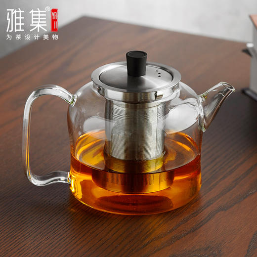 雅集 璃雅茶壶耐热玻璃茶水分离泡茶壶不锈钢内胆过滤壶家用壶 商品图0