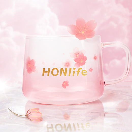 【麦麦SY赠品】【明星同款】好麦多樱花玻璃杯355ML 商品图0
