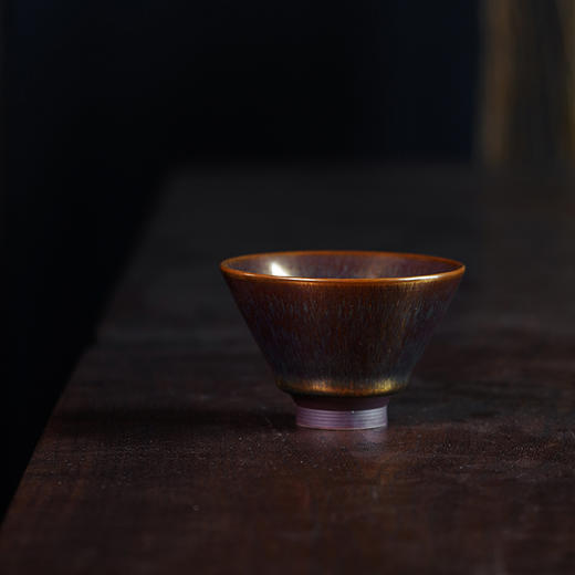 龙德堂陶艺 范泽锋烧 金丝玉毫天目盏-斗笠（蓝色款） (库存请咨询客服) 商品图0